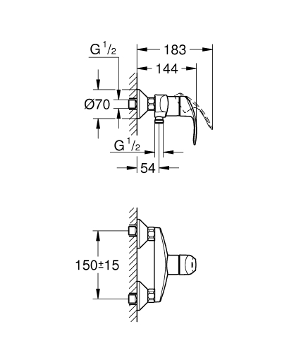 Grohe Eurosmart Tek Kumandalı Duş Bataryası - 33555002 - 3