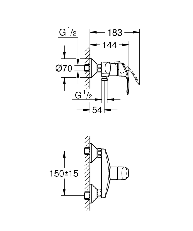 Grohe Eurosmart Tek Kumandalı Duş Bataryası - 33555002 - 3