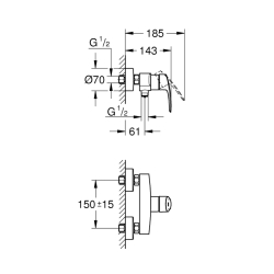 Grohe Eurosmart Tek Kumandalı Duş Bataryası - 33555003 - 2