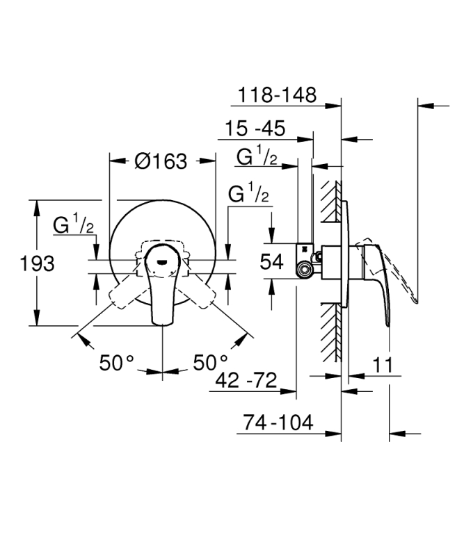 Grohe Eurosmart Tek Kumandalı Duş Bataryası - 33556003 - 5