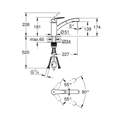 Grohe Eurosmart Tek Kumandalı Eviye Bataryası - 30305001 - 2