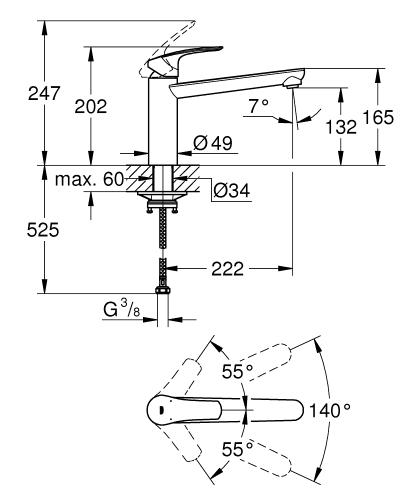 Grohe Eurosmart Tek kumandalı eviye bataryası - 304632430 - 5