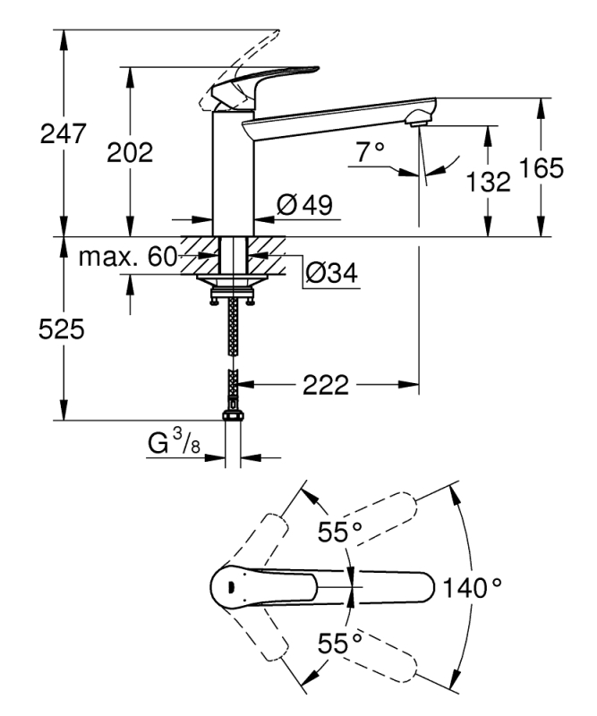 Grohe Eurosmart Tek kumandalı eviye bataryası - 304632430 - 5