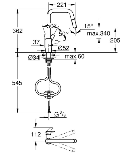 Grohe Eurosmart Tek Kumandalı Eviye Bataryası (306192430) - 5
