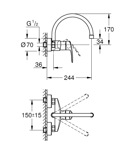 Grohe Eurosmart Tek Kumandalı Eviye Bataryası - 32482003 - 5