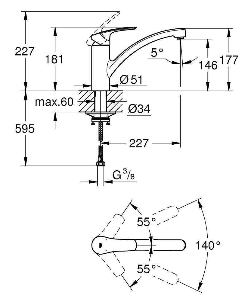 Grohe Eurosmart Tek Kumandalı Eviye Bataryası - 33281003 - 5
