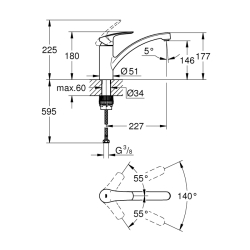 Grohe Eurosmart Tek Kumandalı Eviye Bataryası - 33281003 - 2