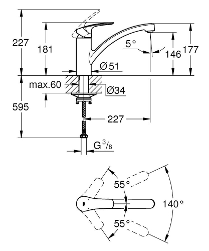 Grohe Eurosmart Tek Kumandalı Eviye Bataryası - 33281Dc3 - 5