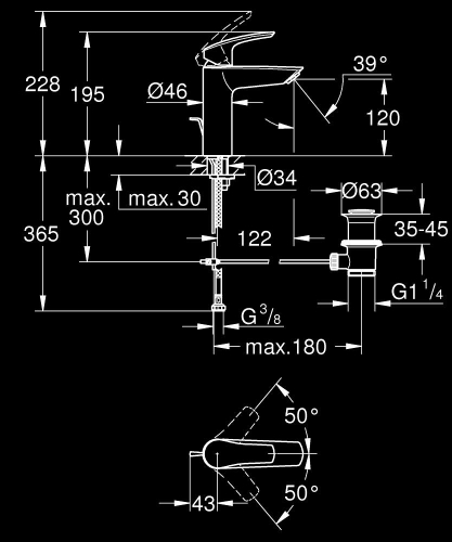 Grohe Eurosmart Tek Kumandalı Lavabo Bataryası
M - Boyut - 23322003 - 5