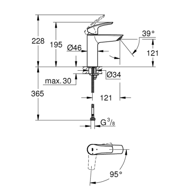 Grohe Eurosmart Tek Kumandalı Lavabo Bataryası
M - Boyut - 2339530E - 2
