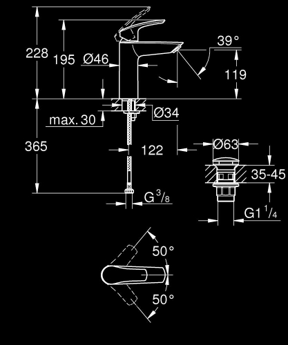 Grohe Eurosmart Tek Kumandalı Lavabo Bataryası
M - Boyut - 23923003 - 5