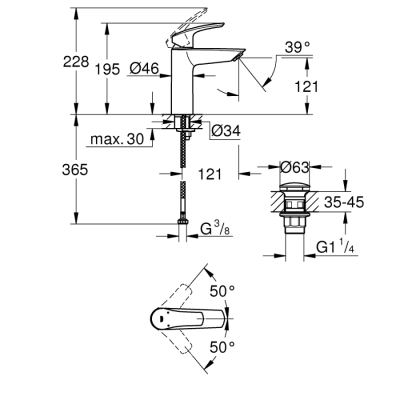 Grohe Eurosmart Tek Kumandalı Lavabo Bataryası
M - Boyut - 23923003 - 2