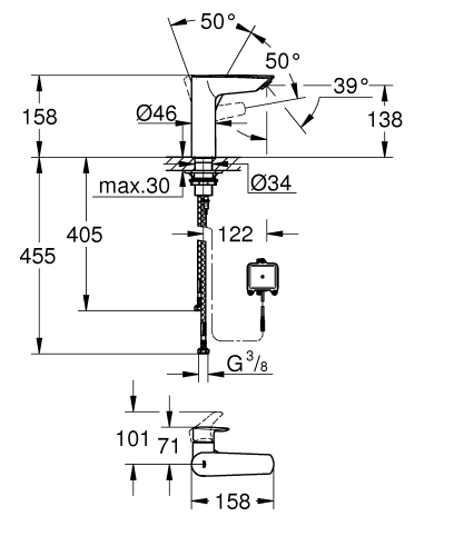 Grohe Eurosmart Tek Kumandalı Lavabo Bataryası M-Boyut (239752433) - 5