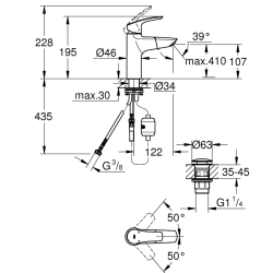 Grohe Eurosmart Tek Kumandalı Lavabo Bataryası
M - Boyut - 23976003 - 2