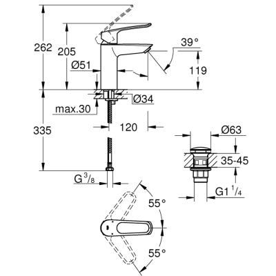 Grohe Eurosmart Tek Kumandalı Lavabo Bataryası
M - Boyut - 23981003 - 2