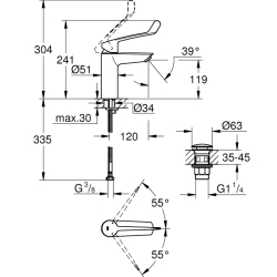 Grohe Eurosmart Tek Kumandalı Lavabo Bataryası
M - Boyut - 23983003 - 2