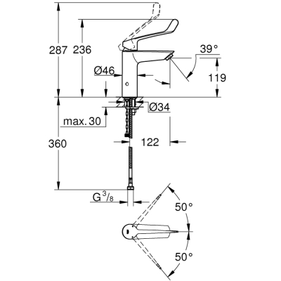 Grohe Eurosmart Tek Kumandalı Lavabo Bataryası
M - Boyut - 23985003 - 2