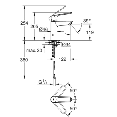 Grohe Eurosmart Tek Kumandalı Lavabo Bataryası
M - Boyut - 23987003 - 2