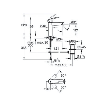 Grohe Eurosmart Tek kumandalı lavabo bataryası M-Boyut (233222433) - 3