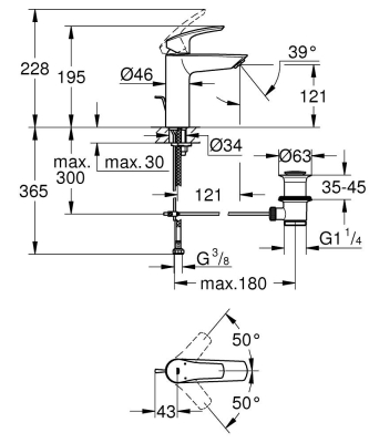 Grohe Eurosmart Tek kumandalı lavabo bataryası M-Boyut (233222433) - 3
