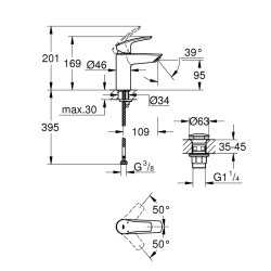 Grohe Eurosmart Tek Kumandalı Lavabo Bataryası
S - Boyut - 23922003 - 2