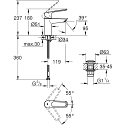 Grohe Eurosmart Tek Kumandalı Lavabo Bataryası
S - Boyut - 23980003 - 2