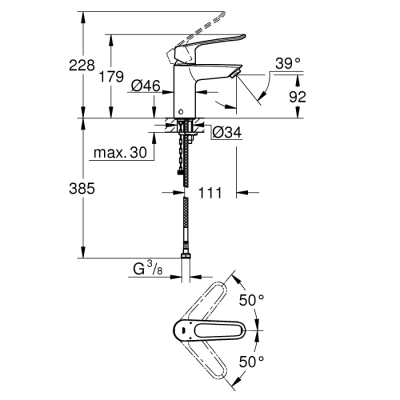Grohe Eurosmart Tek Kumandalı Lavabo Bataryası
S - Boyut - 23986003 - 2