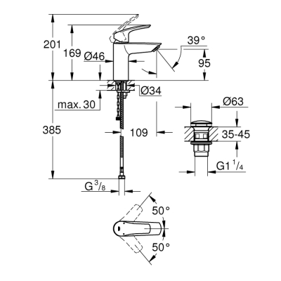 Grohe Eurosmart Tek Kumandalı Lavabo Bataryası
S - Boyut - 23988003 - 2