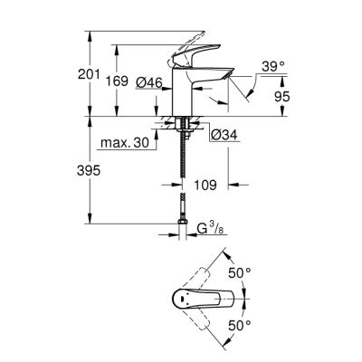 Grohe Eurosmart Tek Kumandalı Lavabo Bataryası
S - Boyut - 32467003 - 2