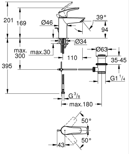 Grohe Eurosmart Tek Kumandalı Lavabo Bataryası
S - Boyut - 33265003 - 5