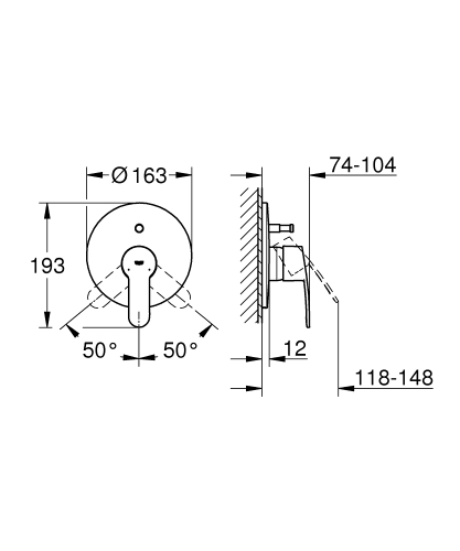 Grohe Eurostyle Cosmopolitan Ankastre Banyo/Duş Bataryası - 19506002 - 3