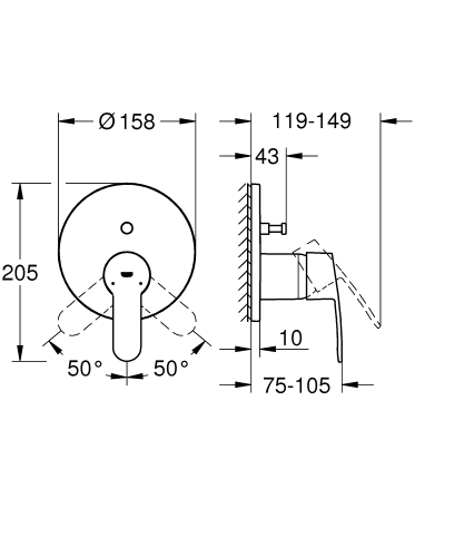 Grohe Eurostyle Cosmopolitan Ankastre Banyo/Duş Bataryası - 24052002 - 5