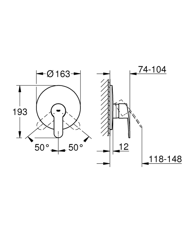 Grohe Eurostyle Cosmopolitan Ankastre Duş Bataryası - 19507002 - 3