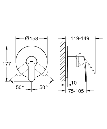 Grohe Eurostyle Cosmopolitan Ankastre Duş Bataryası - 24051002 - 5