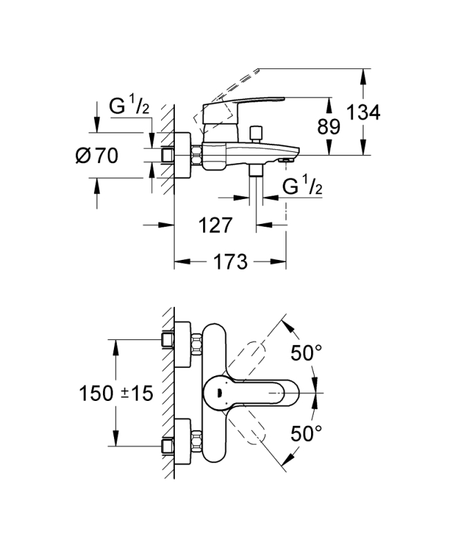 Grohe Eurostyle Cosmopolitan Tek Kumandalı Banyo Bataryası - 33591002 - 3
