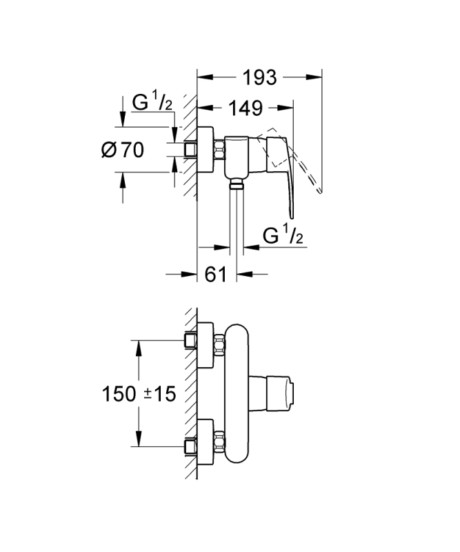 Grohe Eurostyle Cosmopolitan Tek Kumandalı Duş Bataryası - 33590002 - 3