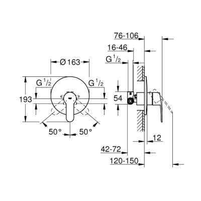 Grohe Eurostyle Cosmopolitan Tek Kumandalı Duş Bataryası - 33635002 - 2