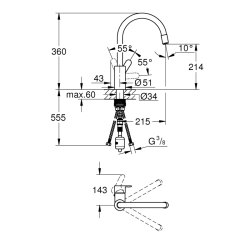 Grohe Eurostyle Cosmopolitan Tek Kumandalı Eviye Bataryası - 31126004 - 2