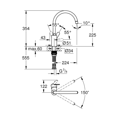 Grohe Eurostyle Cosmopolitan Tek Kumandalı Eviye Bataryası - 33975004 - 2