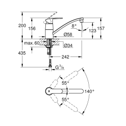 Grohe Eurostyle Cosmopolitan Tek Kumandalı Eviye Bataryası - 33977002 - 2