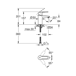 Grohe Eurostyle Cosmopolitan Tek Kumandalı Lavabo Bataryası
S-Boyut - 3246820E - 2