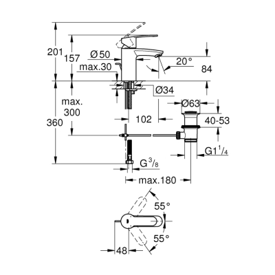 Grohe Eurostyle Cosmopolitan Tek Kumandalı Lavabo Bataryası
S-Boyut - 33552002 - 2