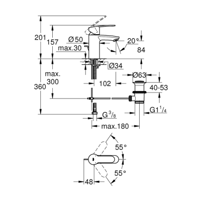 Grohe Eurostyle Cosmopolitan Tek Kumandalı Lavabo Bataryası
S-Boyut - 3355220E - 2