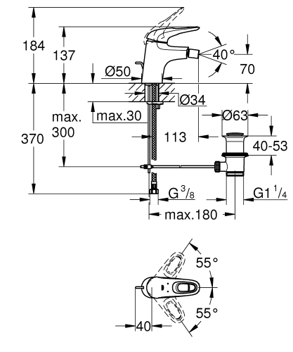 Grohe Eurostyle Tek Kumandalı Bide Bataryası
S-Boyut - 33565003 - 3