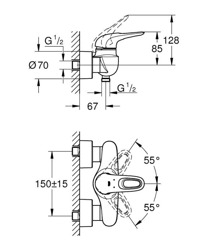Grohe Eurostyle Tek Kumandalı Duş Bataryası - 33590003 - 3