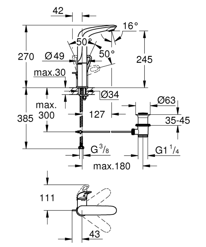 Grohe Eurostyle Tek Kumandalı Lavabo Bataryası 1/2