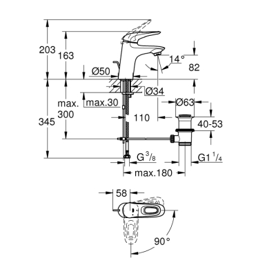 Grohe Eurostyle Tek Kumandalı Lavabo Bataryası
S-Boyut - 23374Ls3 - 2