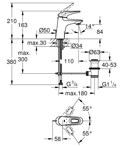Grohe Eurostyle Tek Kumandalı Lavabo Bataryası
S-Boyut - 23564003 - 3