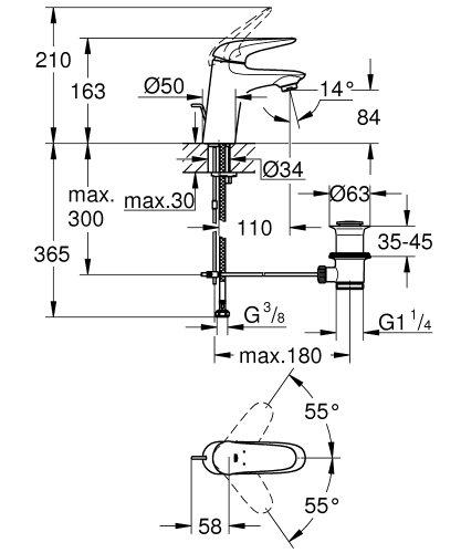 Grohe Eurostyle Tek Kumandalı Lavabo Bataryası
S-Boyut - 23707003 - 3