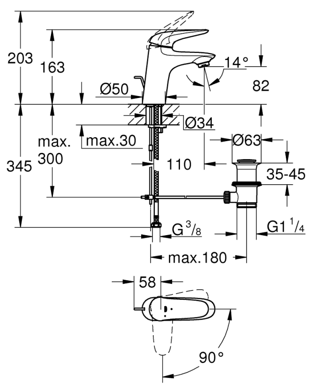 Grohe Eurostyle Tek Kumandalı Lavabo Bataryası
S-Boyut - 23709003 - 3